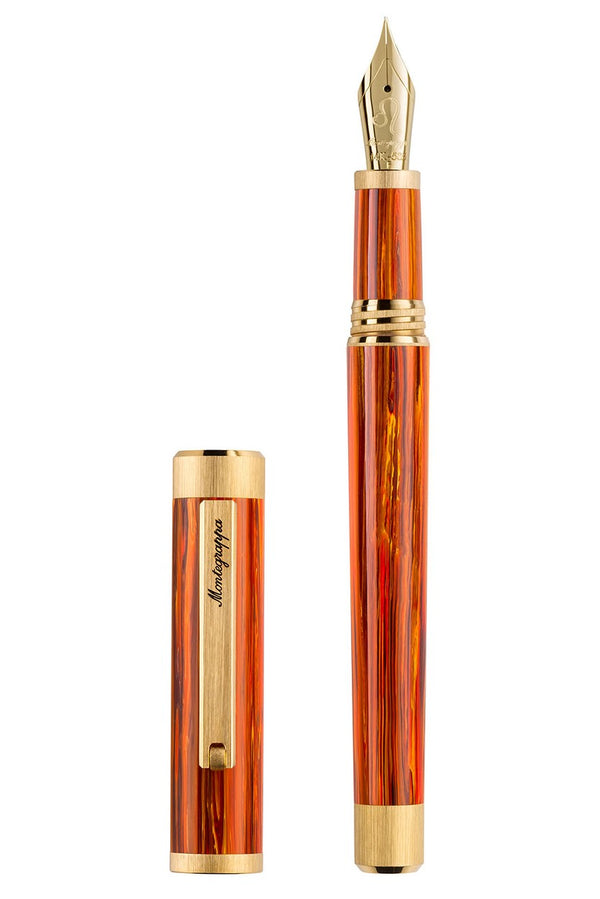 Zero Zodiac Leo Fountain Pen, Yellow Gold IP Steel, Medium, 14k Gold Nib