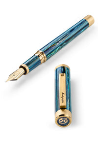 Zero Zodiac Cancer Fountain Pen, Yellow Gold IP Steel, Medium, 14k Gold Nib