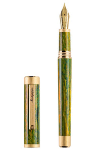 Zero Zodiac Gemini Fountain Pen, Yellow Gold IP Steel, Medium, 14k Gold Nib