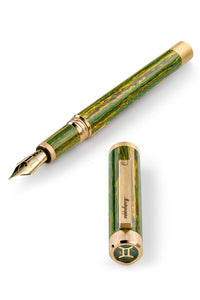 Zero Zodiac Gemini Fountain Pen, Yellow Gold IP Steel, Medium, 14k Gold Nib