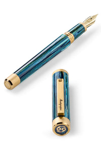 Zero Zodiac Cancer Fountain Pen, Yellow Gold IP Steel, Medium, 14k Gold Nib