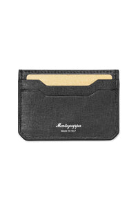 Small Credit Card Holder, 2+2 CC, Black Saffiano