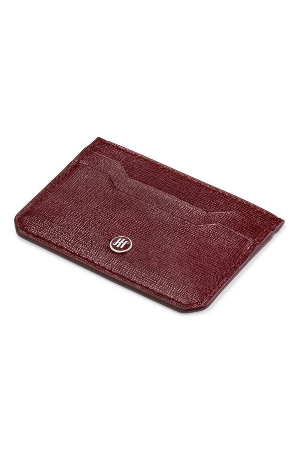 Small Credit Card Holder, 2+2 CC, Bordeaux Saffiano