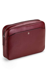 Travel Pouch, Bordeaux Saffiano