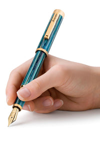 Zero Zodiac Cancer Fountain Pen, Yellow Gold IP Steel, Medium, 14k Gold Nib