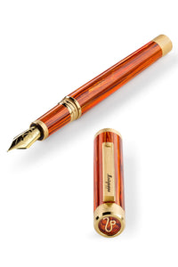 Zero Zodiac Leo Fountain Pen, Yellow Gold IP Steel, Medium, 14k Gold Nib